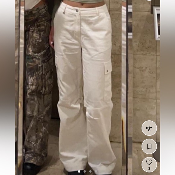 Princess Polly Pants - Women's White Cargo Wide-Leg Pants